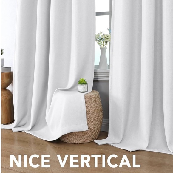 Linen Curtain 52"W x 108"L 
1 Panel - Heather Pure White - Picture 1 of 9
